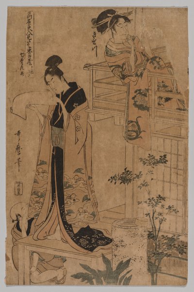 Acte VII de la série Le Magasin des Reteneurs Loyaux Dépeints par des Beautés Célèbres en Douze Feuilles - Kitagawa Utamaro