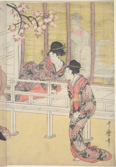 Aoi-Hime rendant visite à Rokujo-hime - Kitagawa Utamaro