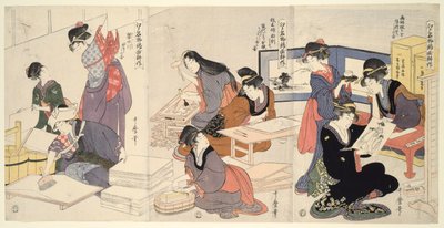 Artiste, graveur de blocs, appliquant de la colle (Eshi, hangashi, dosa-biki), de la série La culture des estampes en brocart, un produit célèbre d