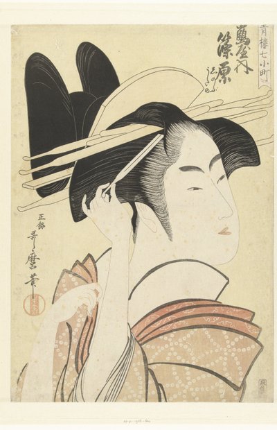 Portrait en buste de la courtisane Shinowara de la maison Tsuruya - Kitagawa Utamaro