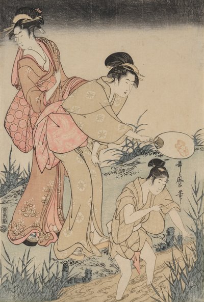 Attraper des Lucioles sous un Saule (droite) - Kitagawa Utamaro