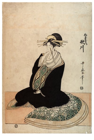 Courtisane Utagawa du bordel Matsubaya, vers 1758-1806 (impression sur bois sur papier) - Kitagawa Utamaro