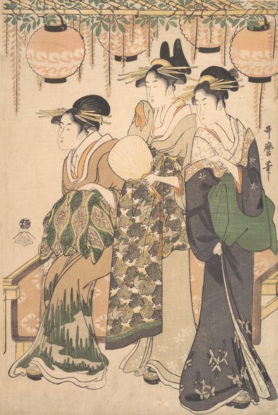 Courtisanes sous une tonnelle de glycine, vers 1795 - Kitagawa Utamaro