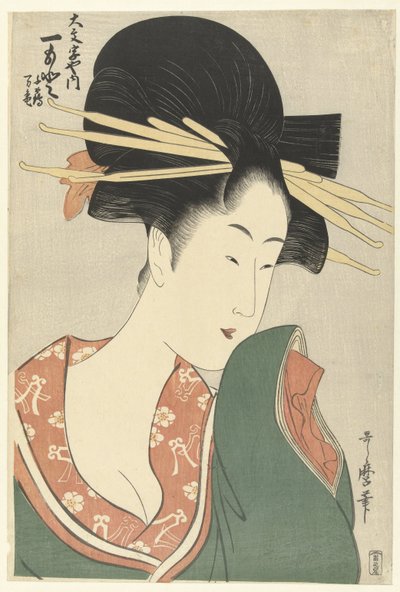 Courtisane Hitomoto de la maison Daimonjiya - Kitagawa Utamaro