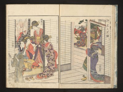 Courtisanes avec deux invités masculins - Kitagawa Utamaro