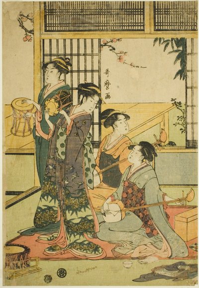 Tambours et Shamisen - Kitagawa Utamaro