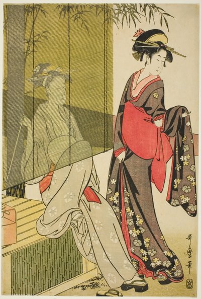 Séchage et étirement du tissu - Kitagawa Utamaro