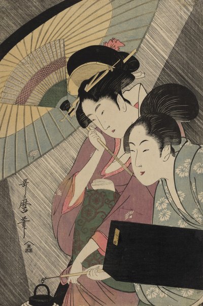 Geisha et servante par une nuit pluvieuse, c.1797 - Kitagawa Utamaro