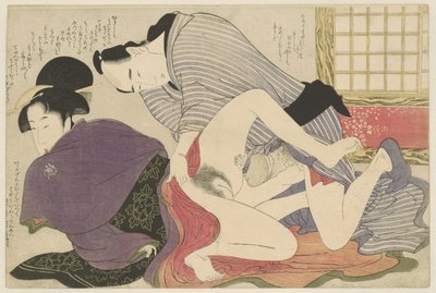 Geisha et amant près d