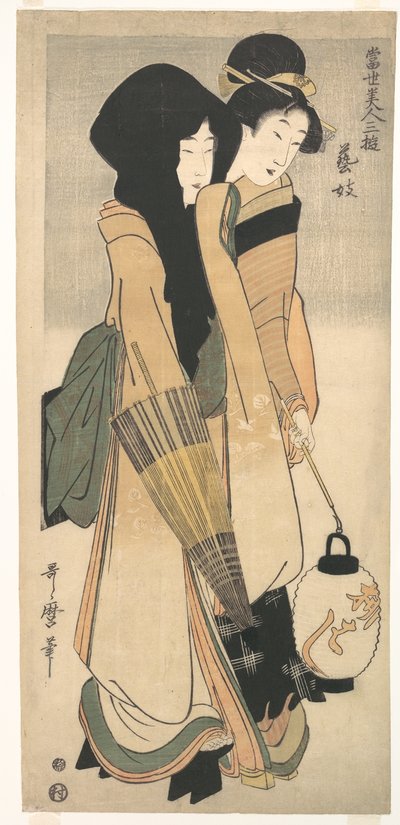 « Geisha », tiré de la série Les trois divertissements des beautés contemporaines (Tōsei bijin san’yū : Geigi) - Kitagawa Utamaro