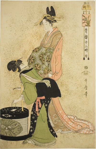 Heure du Coq (Tori no koku), de la série "Douze heures à Yoshiwara (Seiro juni toki tsuzuki)" - Kitagawa Utamaro