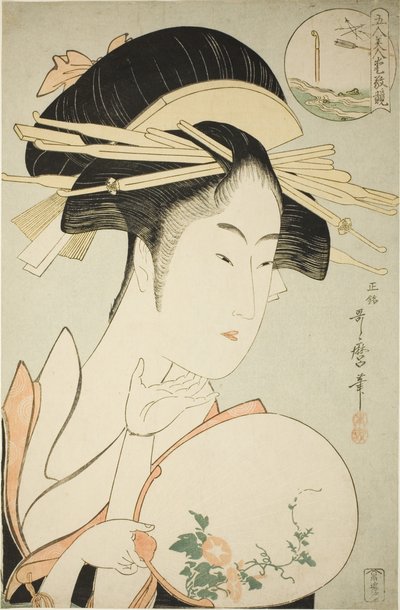 Kisegawa du Matsubaya, de la série "Comparaison des charmes de cinq beautés" - Kitagawa Utamaro
