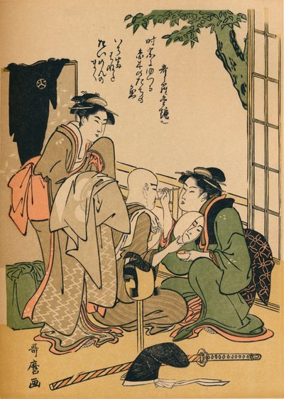 Se maquiller pour la scène, vers 1780 - Kitagawa Utamaro