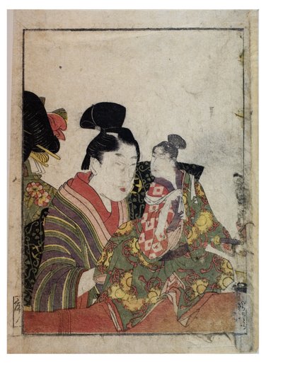 Scènes de marionnettes avec manipulateurs masculins et féminins - Kitagawa Utamaro