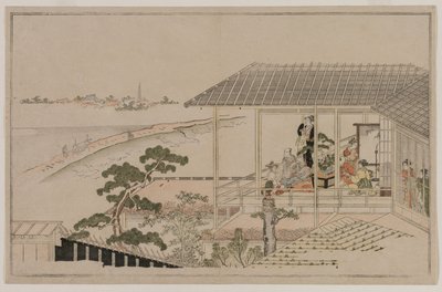 Lever de lune sur la digue Nihon et le Yoshiwara - Kitagawa Utamaro