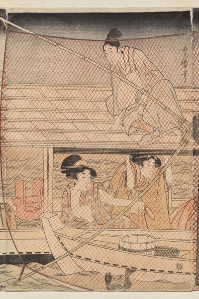 Pêche au filet de nuit sur la rivière Sumida - Kitagawa Utamaro