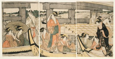 Au-dessus et en dessous du pont Ryogoku - Kitagawa Utamaro