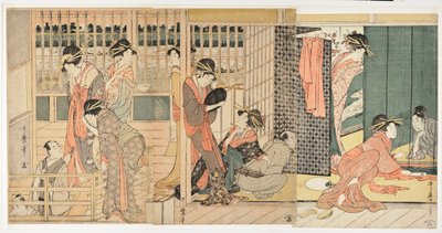 Scène matinale dans une maison de tolérance japonaise - Kitagawa Utamaro