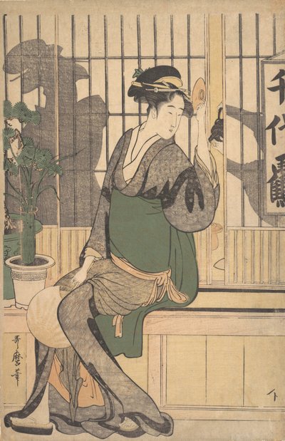 Ombres sur le Shoji - Kitagawa Utamaro