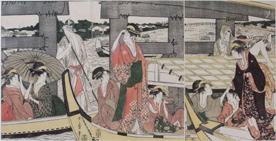 Sur et sous le pont de Ryogoku (Tokyo) - Kitagawa Utamaro