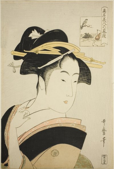 Takashima Ohisa, de la série "Beautés renommées comparées aux six poètes immortels (Komei bijin rokkasen)" - Kitagawa Utamaro