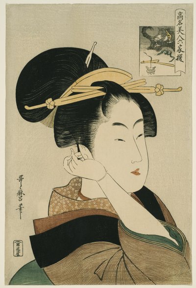 Tatsumi Roko, de la série "Beautés Renommées Comparées aux Six Poètes Immortels" ("Komei bijin rokkasen") - Kitagawa Utamaro