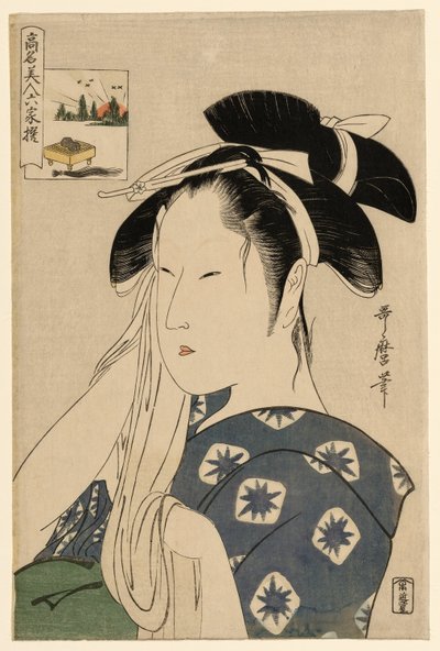 La veuve Asahiya, de la série "Beautés renommées comparées aux six poètes immortels" ("Komei bijin rokkasen") - Kitagawa Utamaro