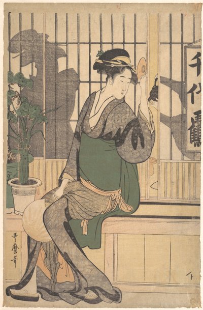 La maison de thé Chiyozuru Ombres sur le Shoji, 1790s - Kitagawa Utamaro