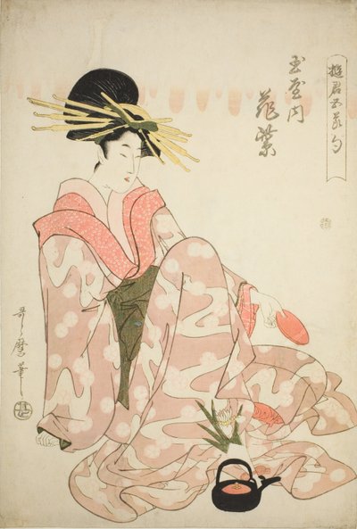 La courtisane Hanamurasaki du Tamaya, de la série "Courtisanes des cinq festivals (Yukun gosekku)" - Kitagawa Utamaro