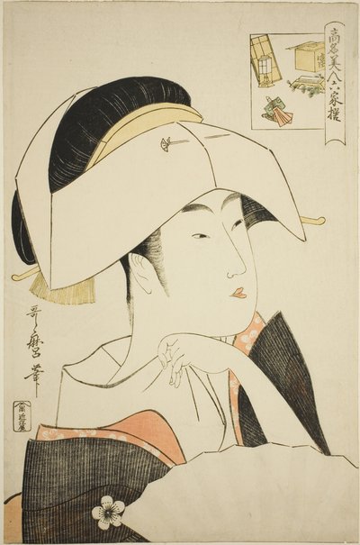 Tomimoto Toyohina, de la série Beautés renommées comparées aux six poètes immortels (Komei bijin rokkasen) (Tomimoto Toyohina) (devinette) - Kitagawa Utamaro