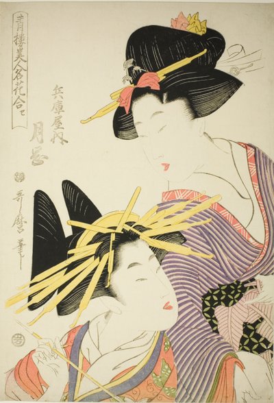 Tsukioka de Hyogoya (Hyogoya uchi tsukioka), de la série "Seiro bijin meika awase" - Kitagawa Utamaro