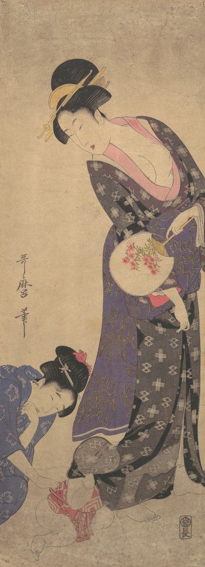 Deux femmes avec un bébé jouant par terre, vers 1793 - Kitagawa Utamaro