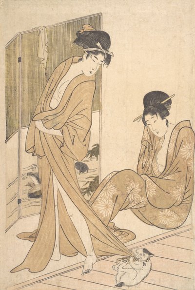 Deux jeunes femmes en yukata après un bain - Kitagawa Utamaro