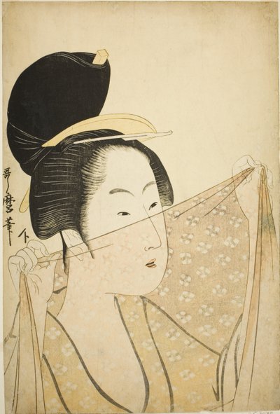 Femme tenant un morceau de tissu (Nuno o kazasu onna) - Kitagawa Utamaro