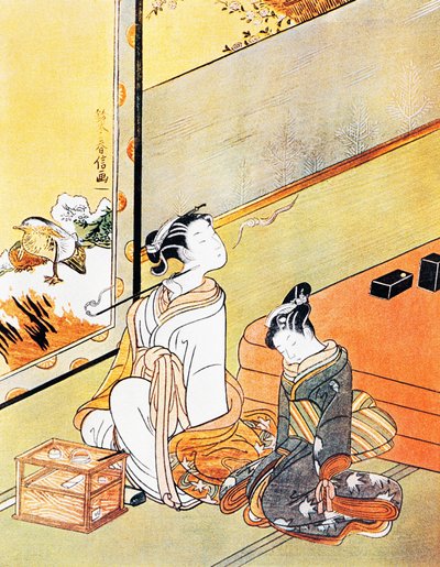 Femme fumant une pipe, estampe ukiyo-e, école Tosa, gravure sur bois, civilisation japonaise, période Edo - Kitagawa Utamaro