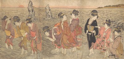 Femmes adorant le soleil levant entre les rochers jumeaux à Ise, fin du XVIIIe-début du XIXe siècle - Kitagawa Utamaro