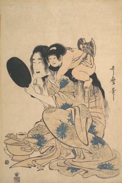 Yamauba noircissant ses dents et Kintoki - Kitagawa Utamaro
