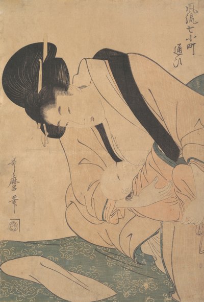 Jeune mère allaitant son bébé, fin 18e-début 19e siècle - Kitagawa Utamaro