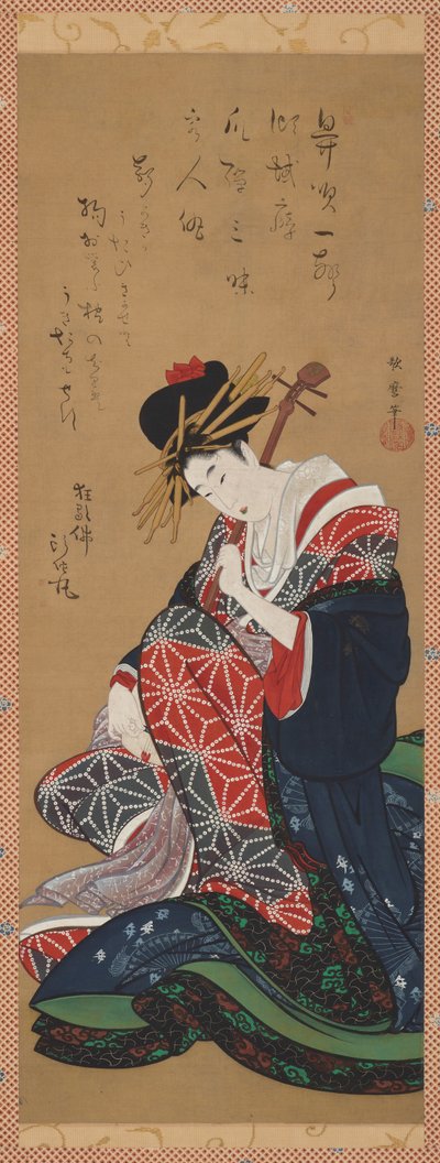 Joueuse de shamisen, période Edo, fin XVIIIe-début XIXe siècle - Kitagawa Utamaro II
