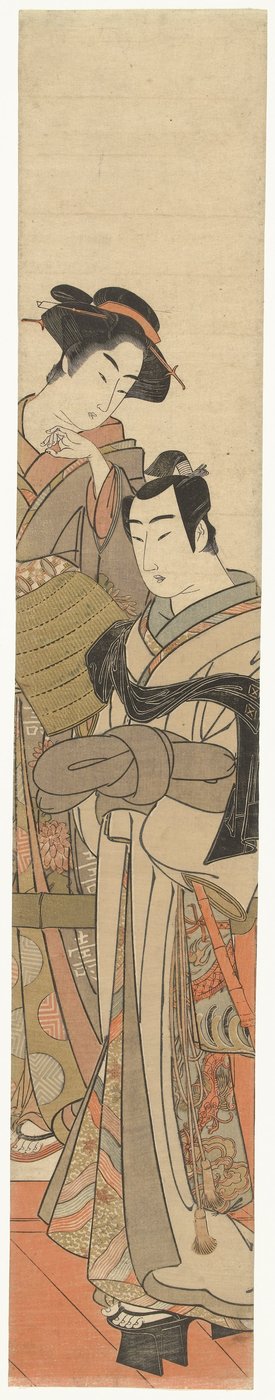 Une femme avec un jeune homme déguisé - Kitao Masanobu (attributed to)