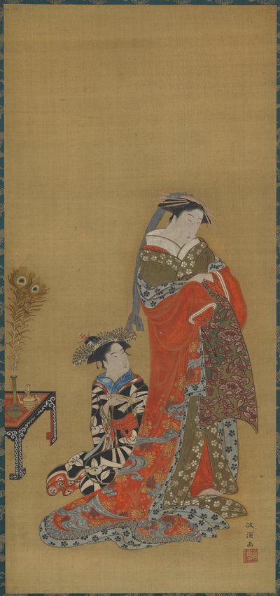 Une courtisane et son assistante, fin 18ème-début 19ème siècle - Kitao Masanobu