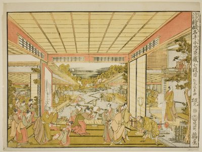 Acte VII (Shichidanme), de la série "Images en perspective du magasin des loyaux vassaux (Uki-e kanadehon Chushingura)" - Kitao Masayoshi