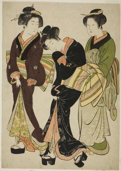 Deux artistes et une servante - Kitao Shigemasa