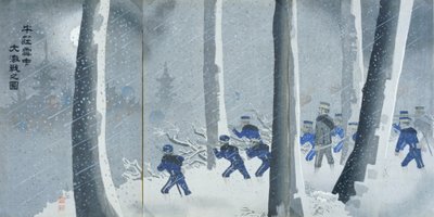 Violente bataille de neige près de Niuzhuang, époque Meiji - Kiyochika Kobayashi