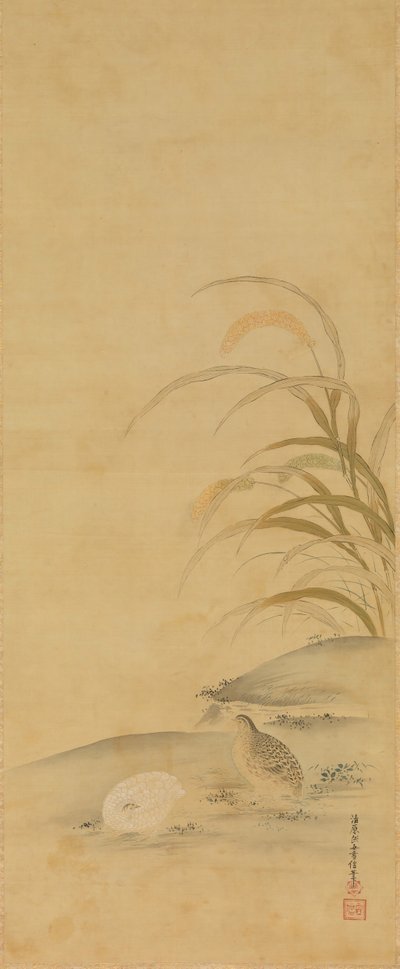Caille et millet - Kiyohara Yukinobu