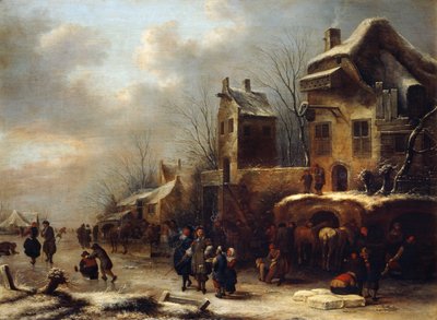 Patinoire sur une rivière, 1665 - Klaes Molenaer