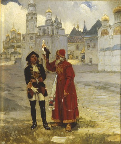 Jeune Pierre Ier et son faucon, années 1900 - Klavdi Vasilyevich Lebedev