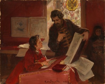Nikita Zotov enseigne au jeune Pierre Ier, 1902 - Klavdiy Vasilievich Lebedev