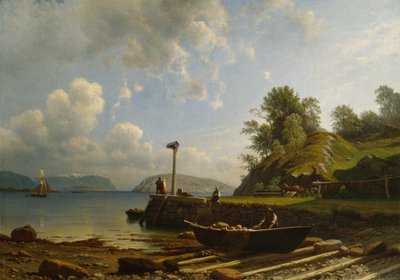 Paysage côtier avec maisons - Knud Andreassen Baade