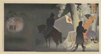 Nos troupes établissent un bivouac à Yingkou malgré le froid - Kobayashi Kiyochika